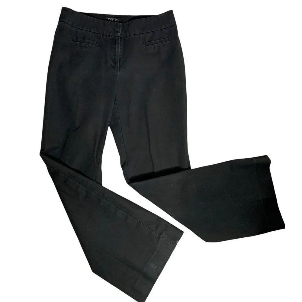 Vintage Etcetera Flat Front Pants 10 Black Mid Rise Button Zip Bootcut Flare